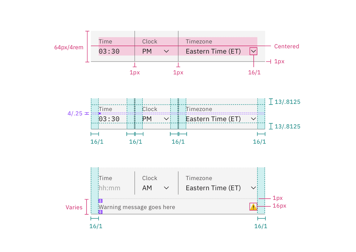 Structure for a time picker